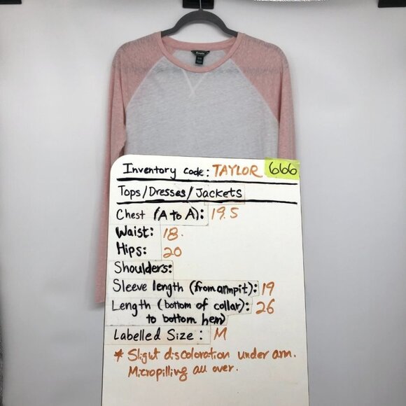 Roots Pink & White Raglan Sleeve Long Sleeve Baseball T-Shirt size M - Picture 16 of 16